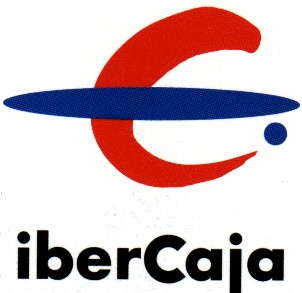 Logotipo de Ibercaja, letra C en rojo y un óvalo horizontal en azul