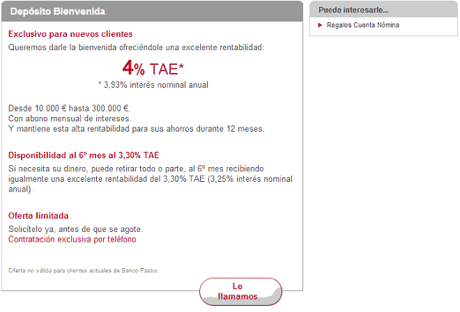 Proceso de contratación o solicitud de información del depósito bienvenida de Ofcinadirecta.com