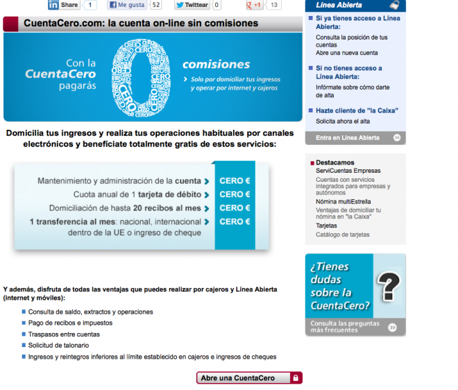 La cuentacero.com de la Caixa