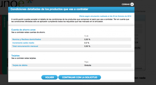 Contratación de la cuenta nómina uno-e