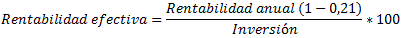 Fórmula rentabilidad efectiva fondo
